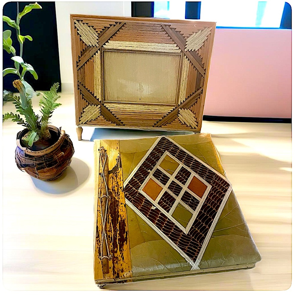 Vintage photo frame+very unique handcrafted small scrapbook